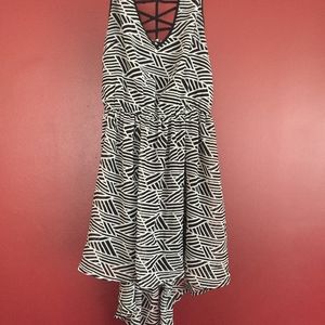 Patterned Black and White High Low dress